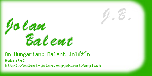 jolan balent business card